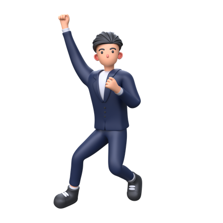 Businessman jumping victory pose  3D Icon
