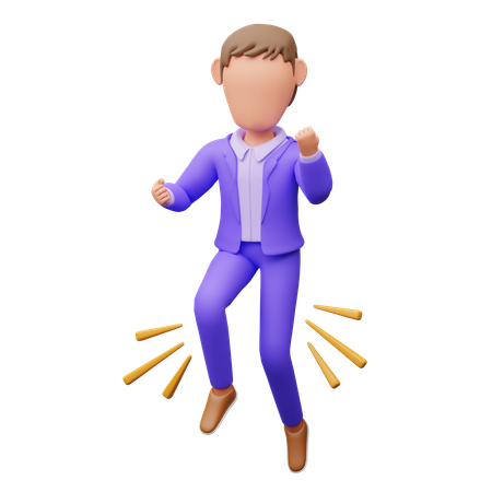 Businessman Jumps Happily  3D Illustration