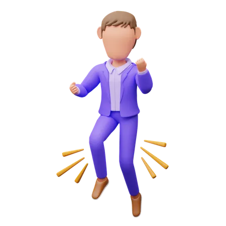 Businessman Jumps Happily  3D Illustration