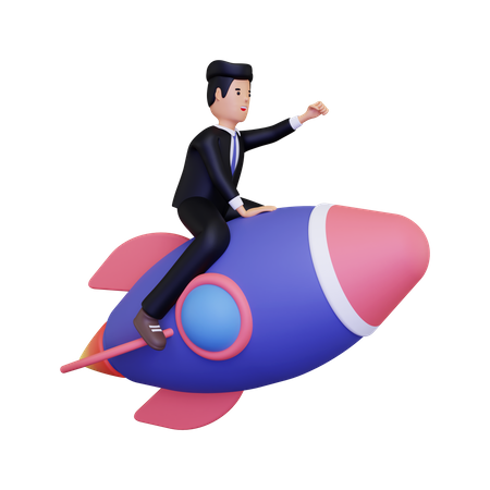 Businessman launch business startup  3D Illustration