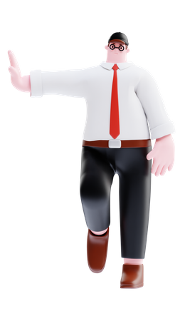 Businessman leaning on one hand  3D Illustration