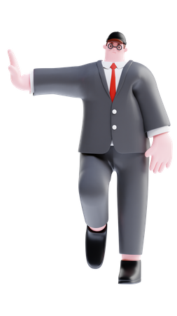 Businessman leaning on one hand  3D Illustration