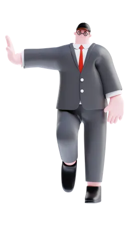 Businessman leaning on one hand  3D Illustration