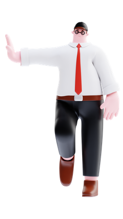 Businessman leaning on one hand  3D Illustration