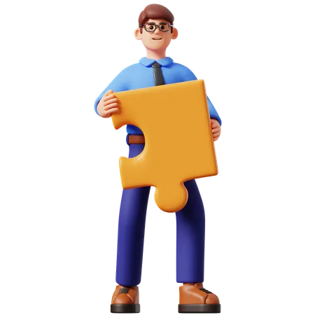 Businessman Lifting Puzzle 3 D Illustration 3D Illustration