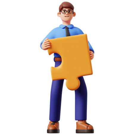 Businessman Lifting Puzzle  3D Icon