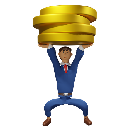 Businessman lifts coins  3D Illustration