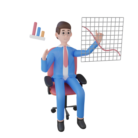 Businessman looking at Sales Chart  3D Illustration