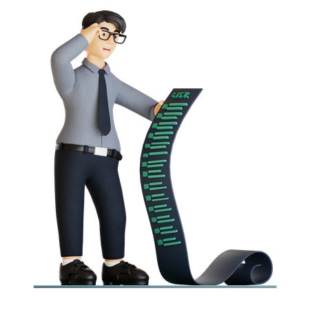 Businessman looking at to do list  3D Icon