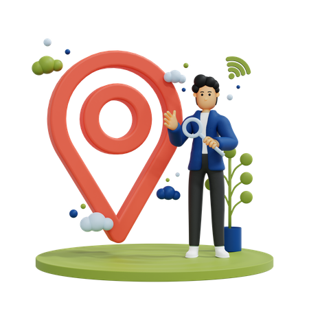 Businessman looking for address  3D Icon