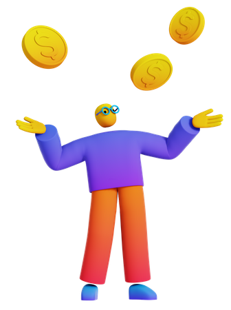 Businessman looking profit  3D Illustration