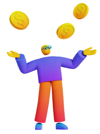 Businessman looking profit  3D Illustration