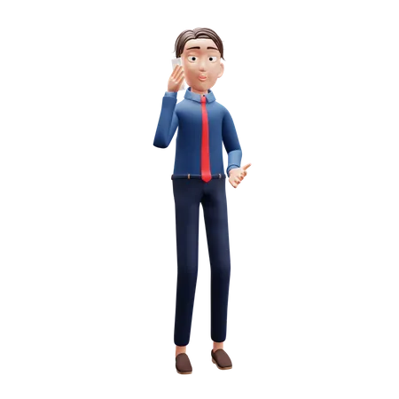 Businessman make call  3D Illustration