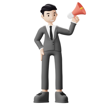 Businessman making announcement  3D Illustration