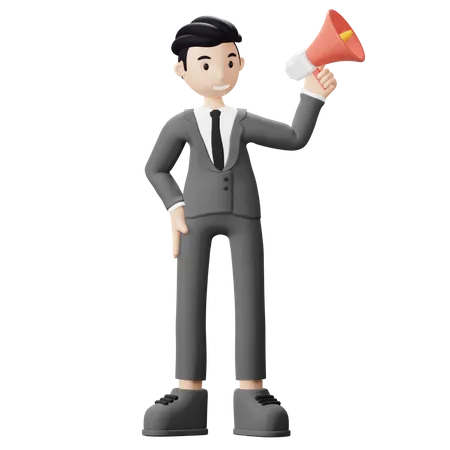 Businessman making announcement  3D Illustration