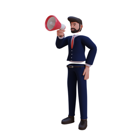 Businessman making announcement  3D Illustration