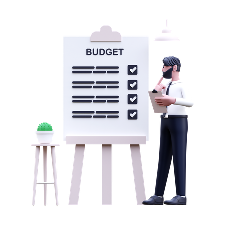 Businessman Making Budget Planning  3D Illustration