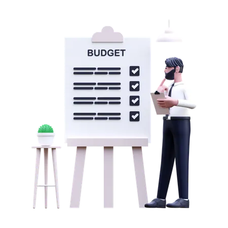 Businessman Making Budget Planning  3D Illustration