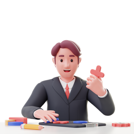 Businessman making business Strategy  3D Icon