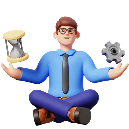 Businessman Management Time  3D Illustration