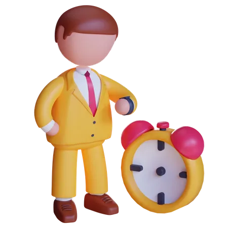 3 D Character Businessman Watching Time 3D Icon