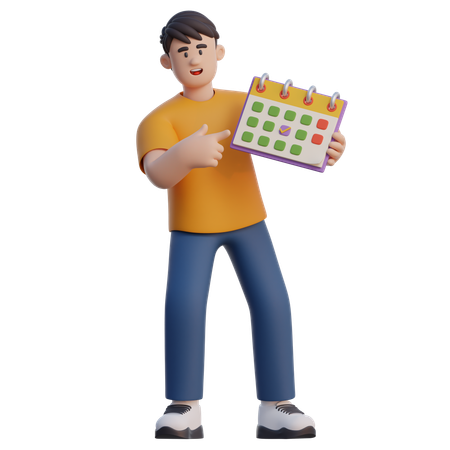 Businessman Marking Calendar  3D Illustration