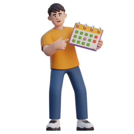 Businessman Marking Calendar  3D Illustration