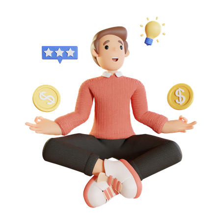 Businessman Meditating  3D Illustration