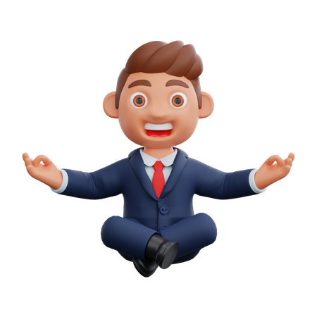 Businessman meditating at work  3D Icon