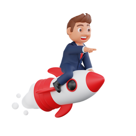 Businessman moving startup towards success  3D Icon