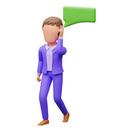 Businessman On Call  3D Illustration