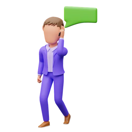 Businessman On Call  3D Illustration