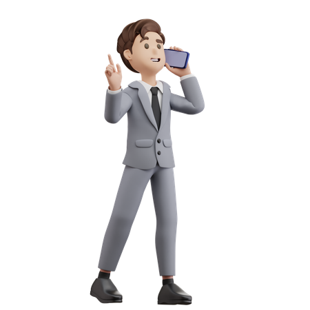 Businessman on Call  3D Illustration