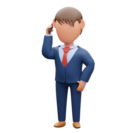 Businessman On Call  3D Illustration