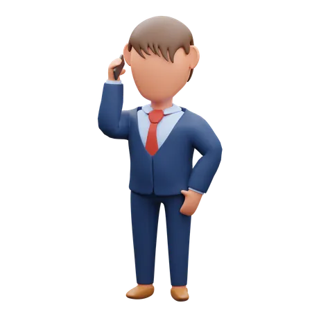 Businessman On Call  3D Illustration