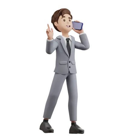 Businessman on Call 3D Illustration