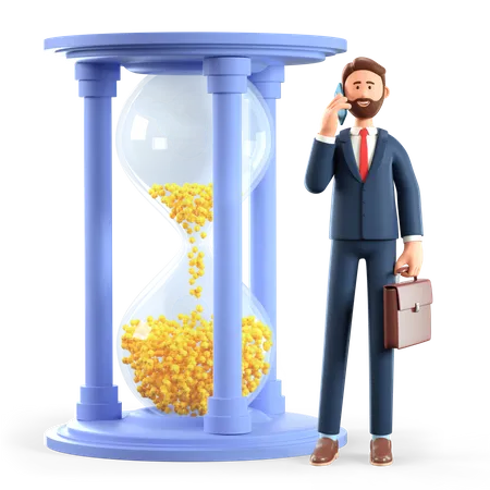 Businessman on project deadline  3D Illustration