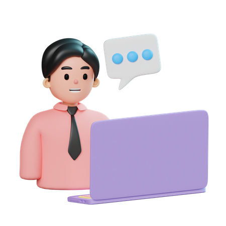 Businessman On Video Call  3D Illustration