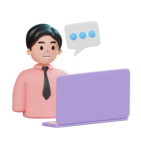 Businessman On Video Call  3D Illustration