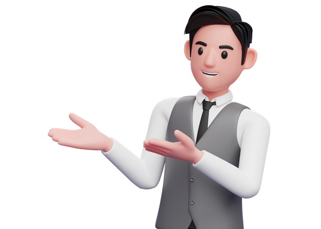 Businessman open both hands pose  3D Illustration