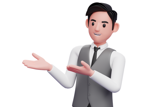 Businessman open both hands pose 3D Illustration