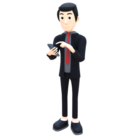 Businessman Operate His Mobile  3D Icon