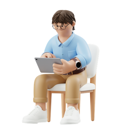 Businessman Operating Tablet  3D Illustration