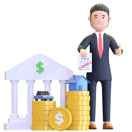 Businessman paying taxes 3D Illustration