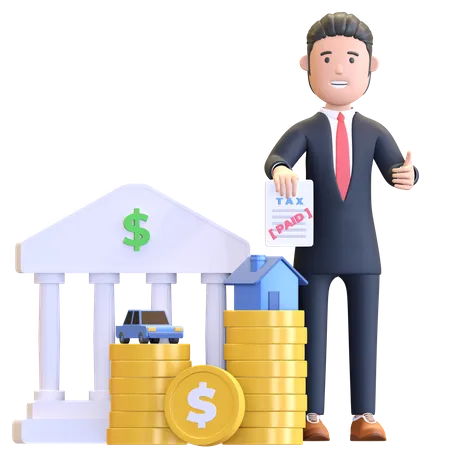 Businessman paying taxes  3D Illustration