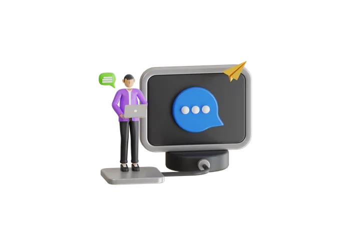 Personal Message Marketing 3 D Illustration Sending E Mail Man Checking Inbox Emails 3D Illustration