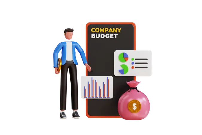 Businessman Plans Company Budget  3D Illustration