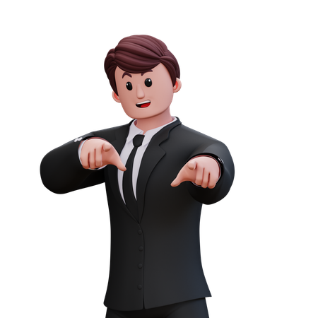 Businessman Point Something  3D Illustration