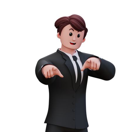 Businessman Point Something Pose  3D Illustration