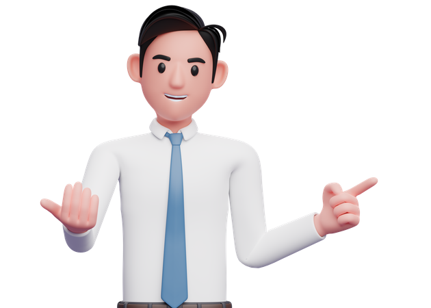 Businessman pointing and inviting to join 3D Illustration